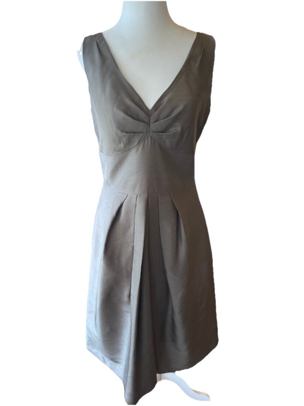 Banana Republic 100% Silk Midi Pencil Retro Dress Grey/ Brown Size 6